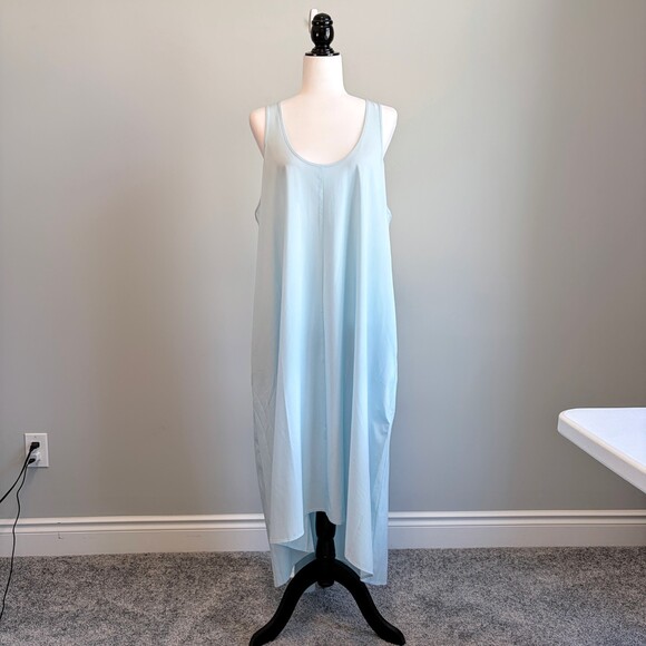 Athleta Presidio Maxi Dress Traveler High Low Coastal Chic Light Blue Women’s XL - Picture 2 of 10